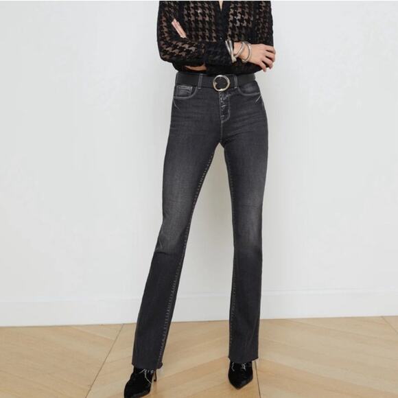 L’Agence Ruth Carbon Black High Rise Straight Leg Jeans Size 26 - Picture 1 of 6